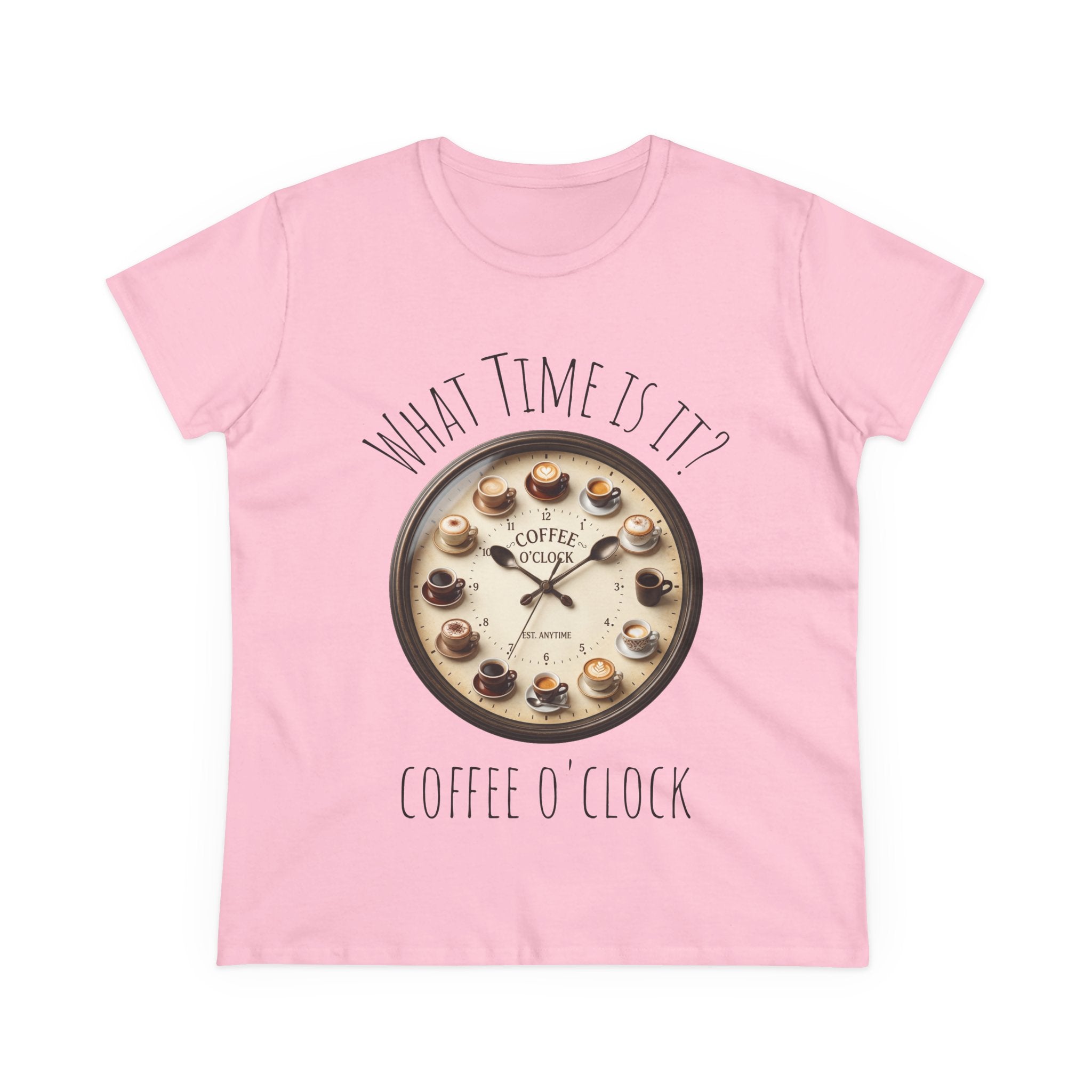 Coffee O'Clock Women's T-Shirt — What Time Is It? Vintage Coffee Cup Clock Tee