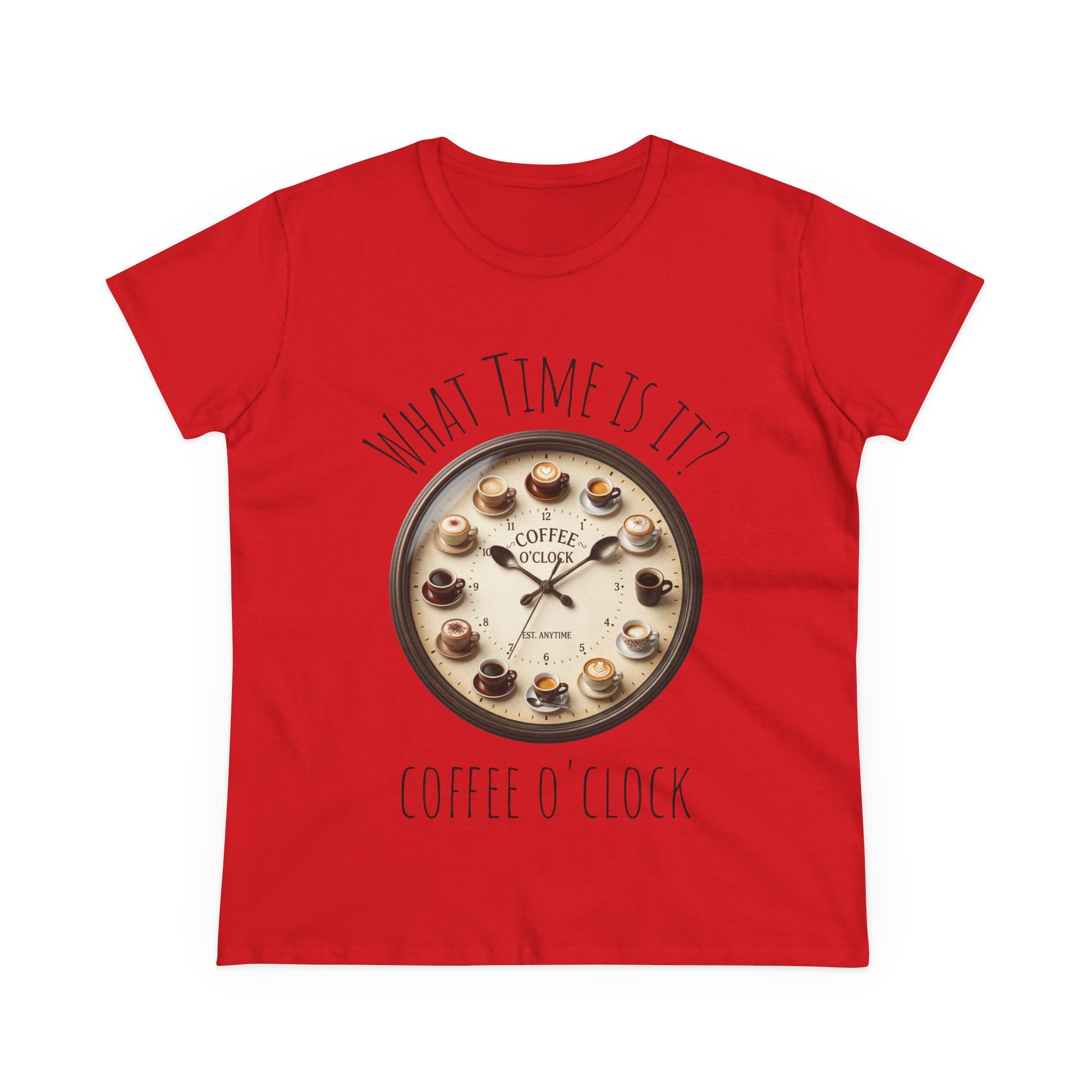 Coffee O'Clock Women's T-Shirt — What Time Is It? Vintage Coffee Cup Clock Tee