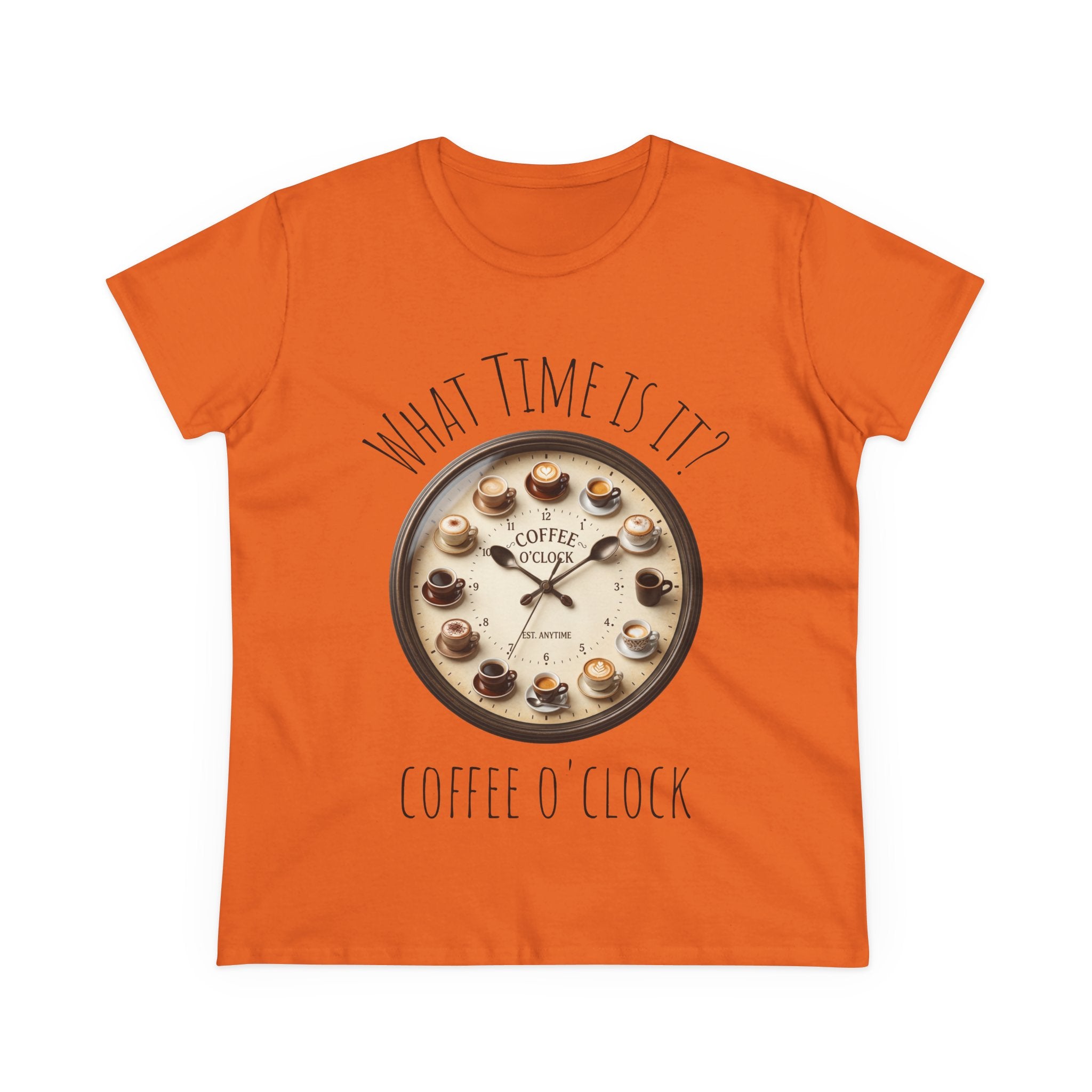 Coffee O'Clock Women's T-Shirt — What Time Is It? Vintage Coffee Cup Clock Tee
