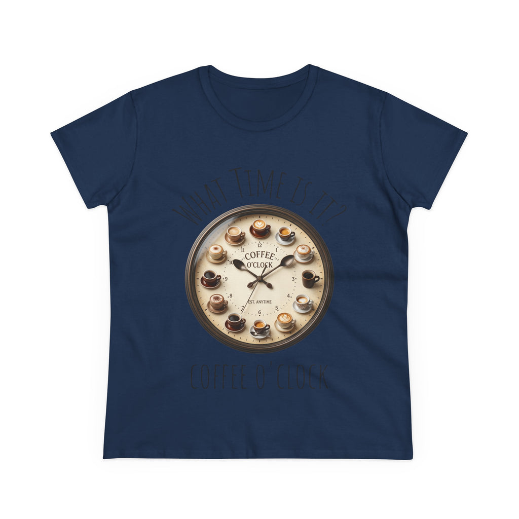 Coffee O'Clock Women's T-Shirt — What Time Is It? Vintage Coffee Cup Clock Tee