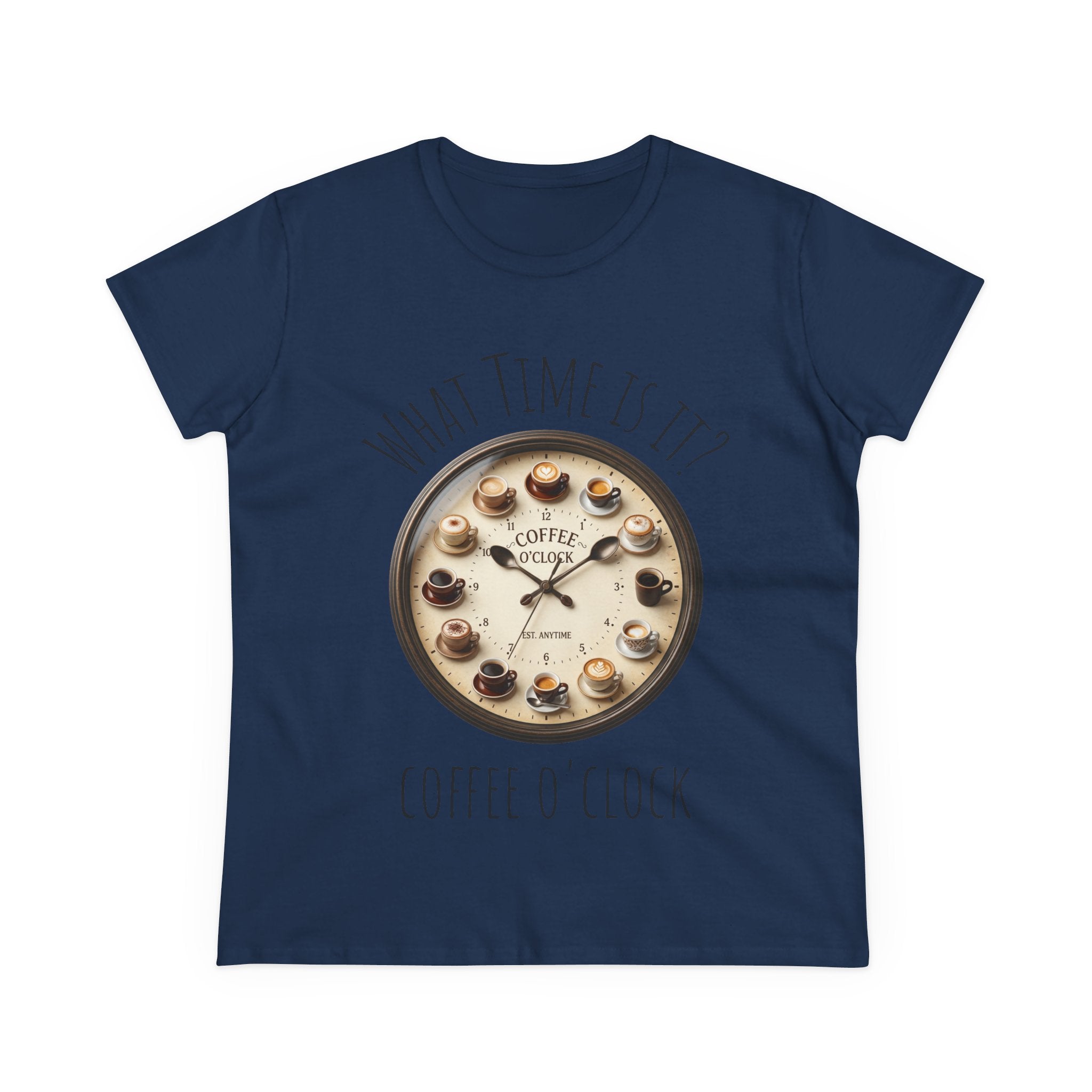 Coffee O'Clock Women's T-Shirt — What Time Is It? Vintage Coffee Cup Clock Tee