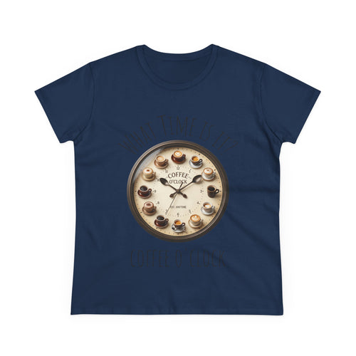 Coffee O'Clock Women's T-Shirt — What Time Is It? Vintage Coffee Cup Clock Tee