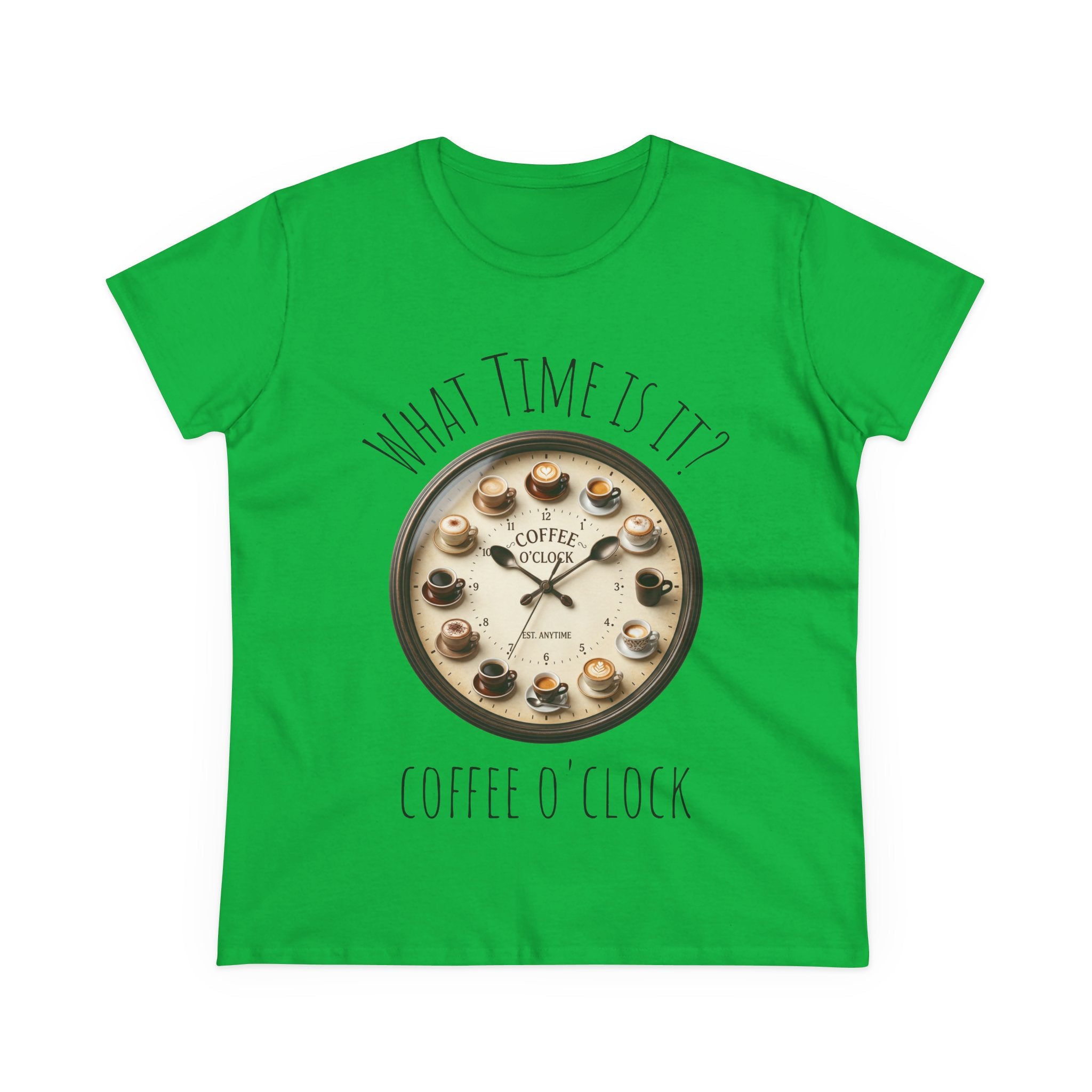 Coffee O'Clock Women's T-Shirt — What Time Is It? Vintage Coffee Cup Clock Tee