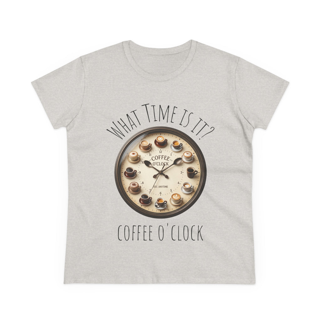 Coffee O'Clock Women's T-Shirt — What Time Is It? Vintage Coffee Cup Clock Tee