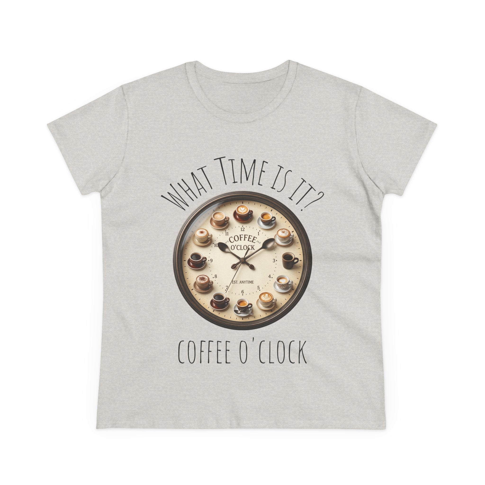 Coffee O'Clock Women's T-Shirt — What Time Is It? Vintage Coffee Cup Clock Tee