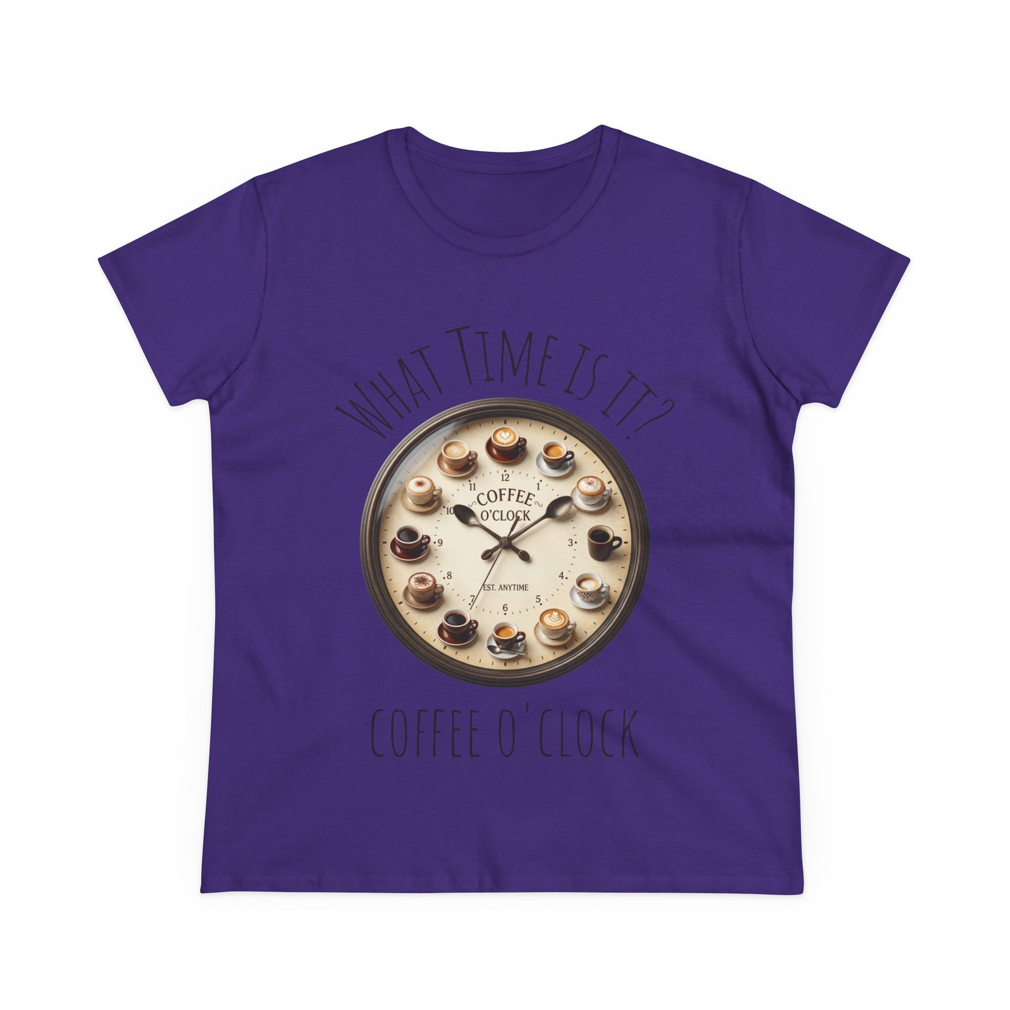 Coffee O'Clock Women's T-Shirt — What Time Is It? Vintage Coffee Cup Clock Tee