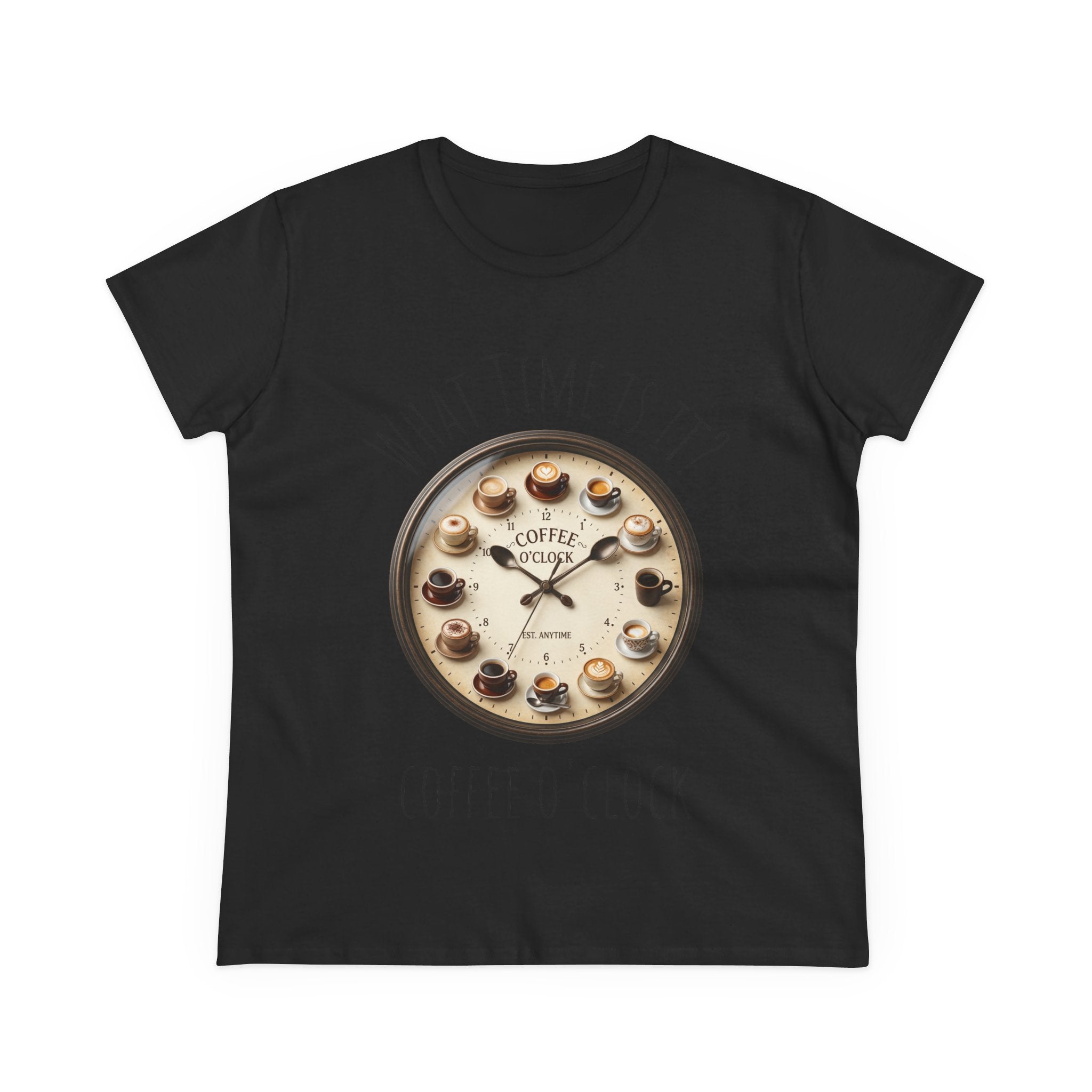 Coffee O'Clock Women's T-Shirt — What Time Is It? Vintage Coffee Cup Clock Tee