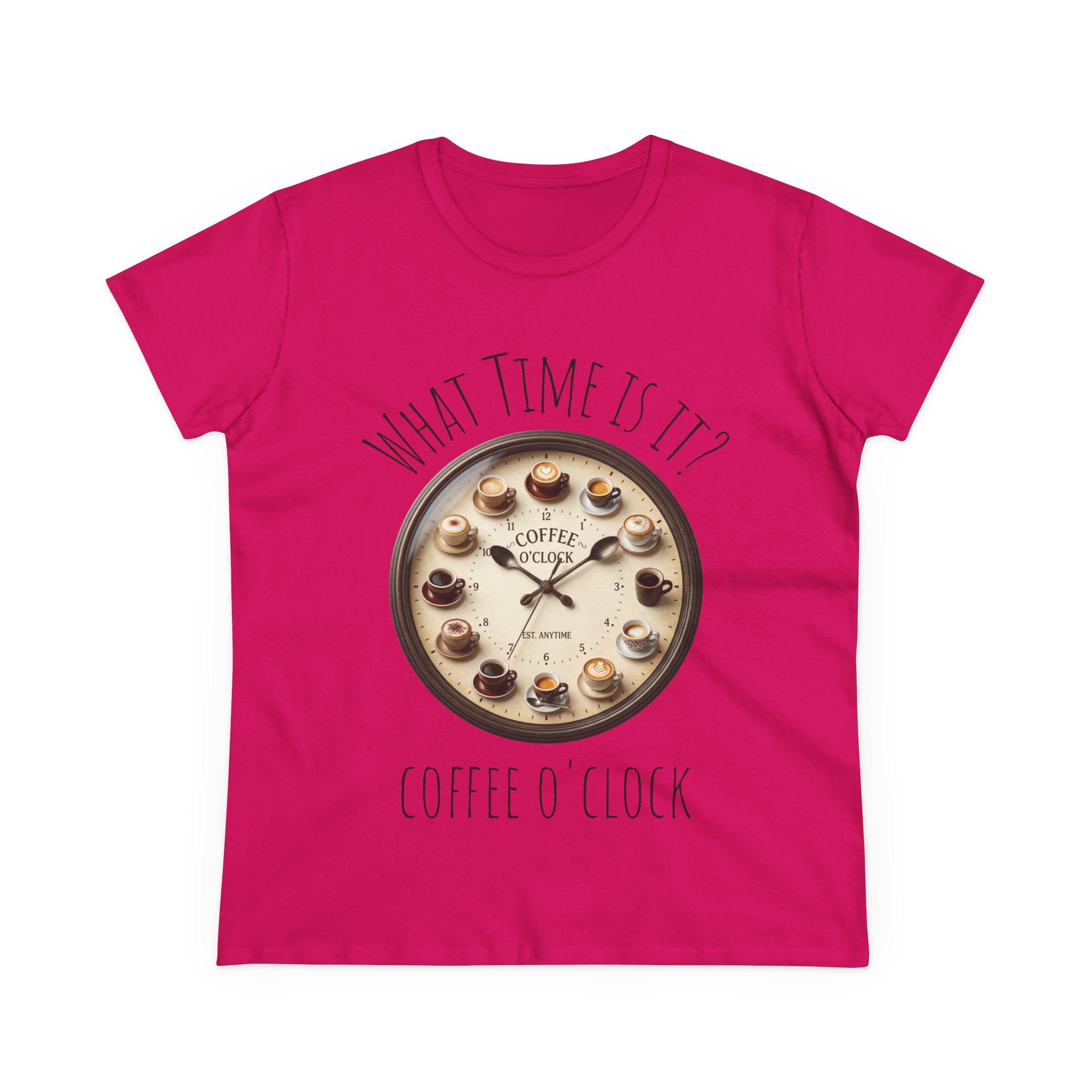 Coffee O'Clock Women's T-Shirt — What Time Is It? Vintage Coffee Cup Clock Tee