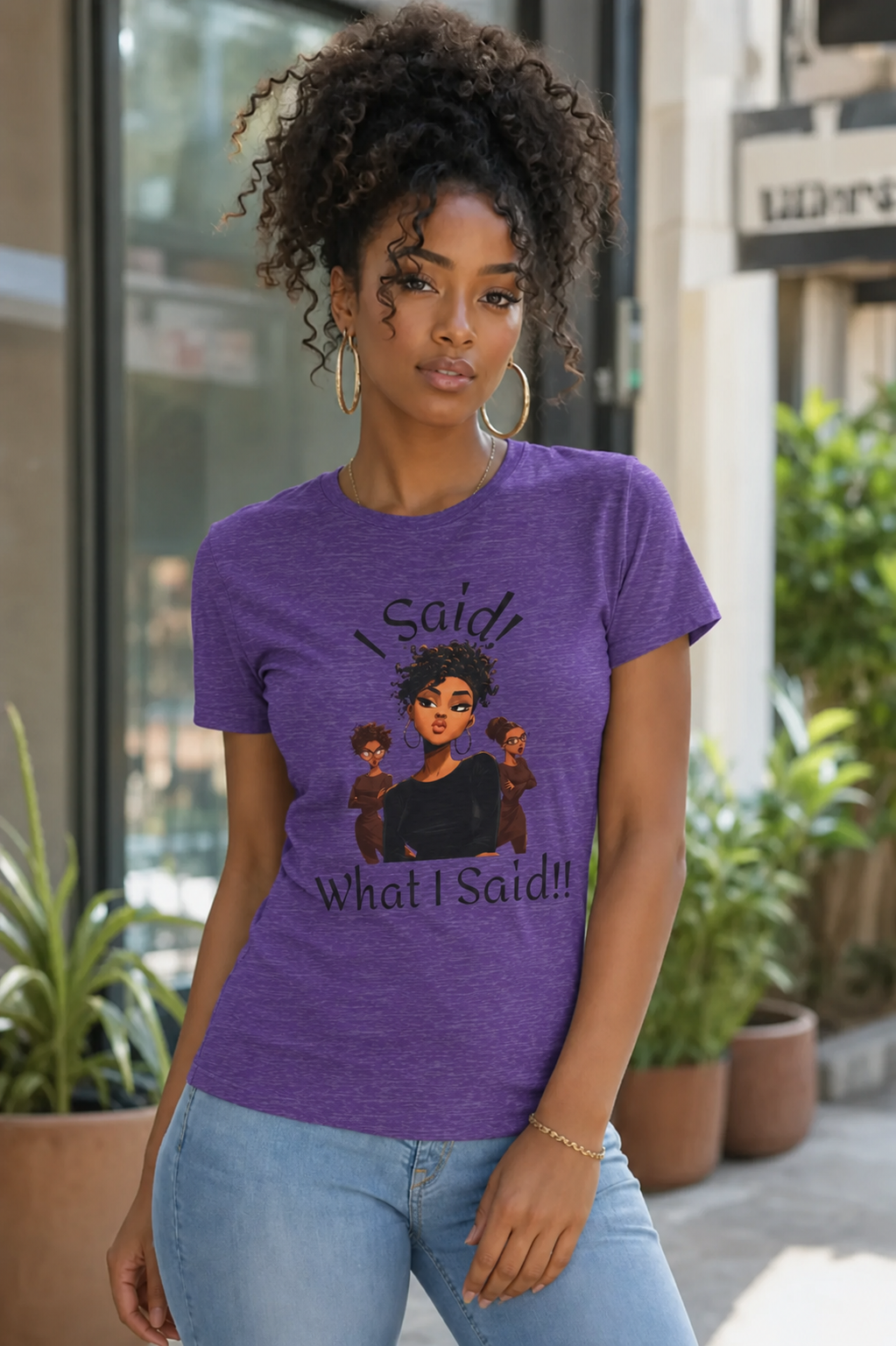 I Said What I Said Tee | Afro Woman Illustration, Sassy Quote Shirt
