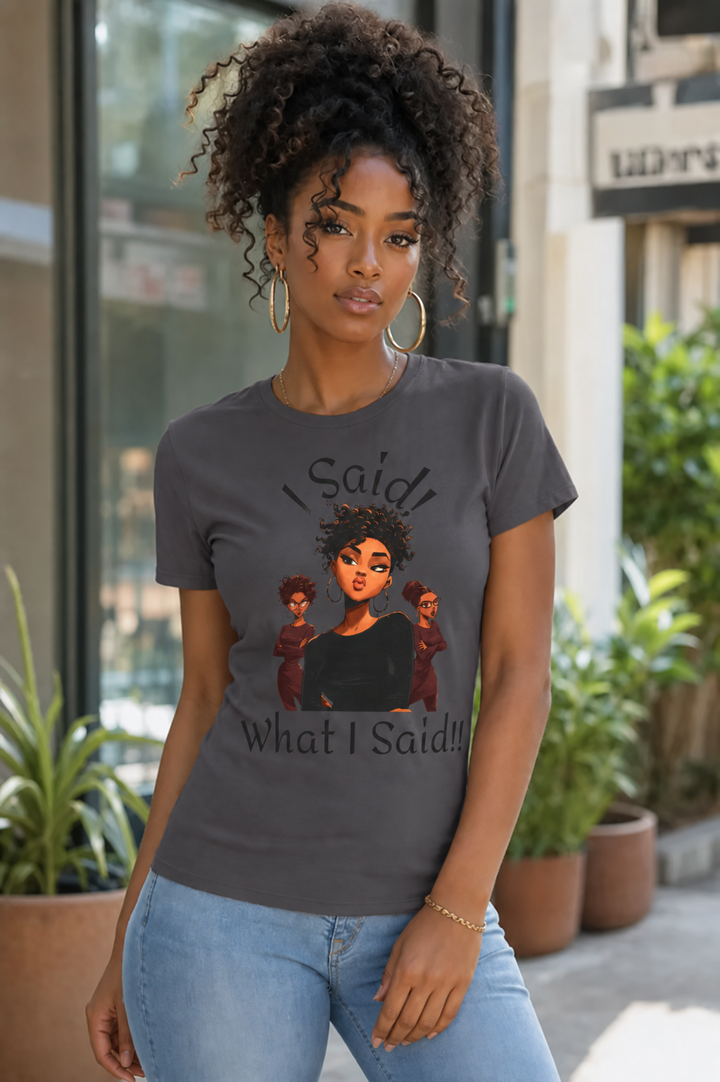 I Said What I Said Tee | Afro Woman Illustration, Sassy Quote Shirt