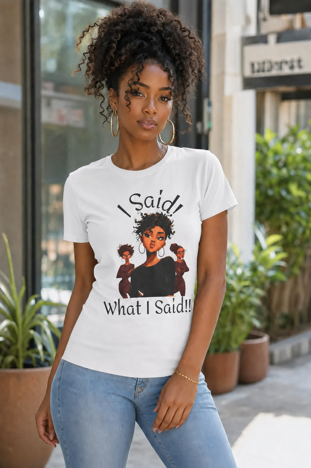 I Said What I Said Tee | Afro Woman Illustration, Sassy Quote Shirt